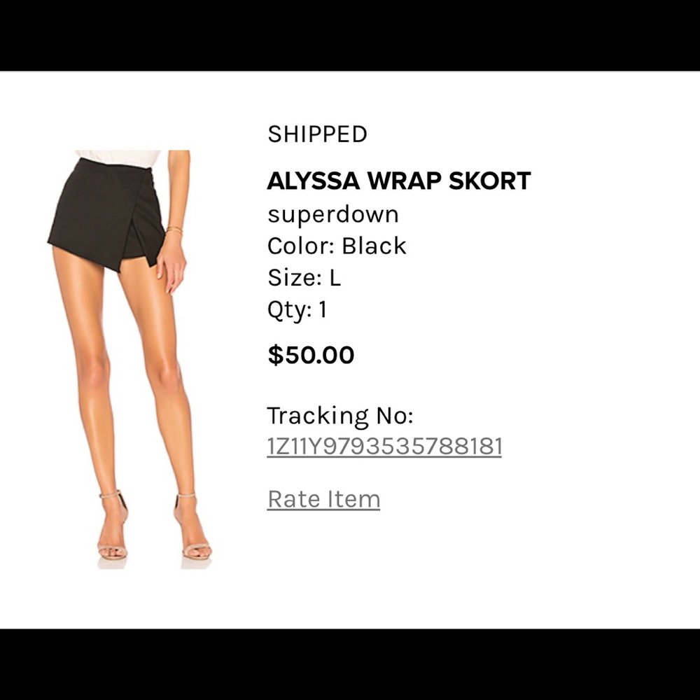 SuperDown mini skort never worn beforeFROM REVOVLE